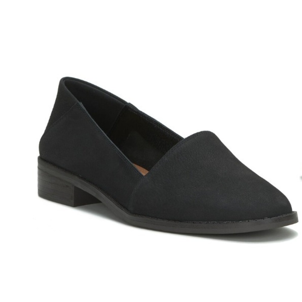 Lucky Brand® (Women's SIZE 7) Harping™ Flat in Black Nubuck Leather -‎ $89